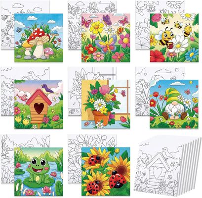 Matte Finish Pre Printed Canvas Kits For Kids , 8 X 8 Inch Pre Drawn Paint Kits