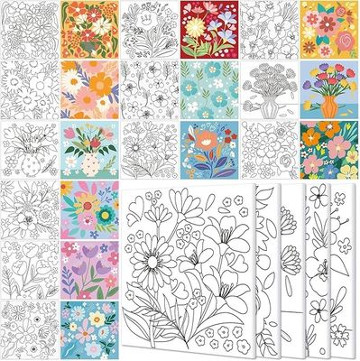 Pre Drawn Canvas Painting Kits Stretched Coloring Painting Canvas Boards With Brushes