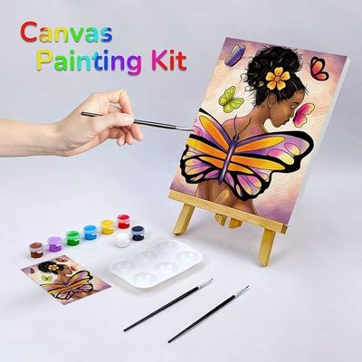 Butterfly Girl Cotton Pre Drawn Painting Canvas Kits For Adult Valentine Gifts
