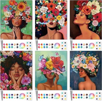 8 X 10 Inch Pre Printed Canvas Kit Pre Drawn Afro Queen Cotton Canvas For Adult Gifts