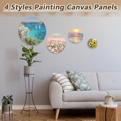 Matte Finish Round Painting Canvas Panel , Drawing Canvas Board For Oil Painting