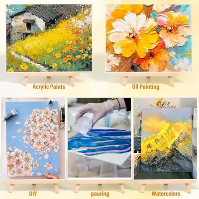 8 X 10 Inch Art Canvas Painting Kits With Wooden Easels Stands For Group Painting Kids