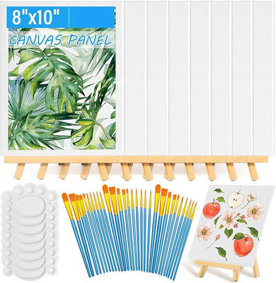 Canvas Art Sets With Wooden Easels Paint Brushes For Acrylic Oil Watercolor Painting