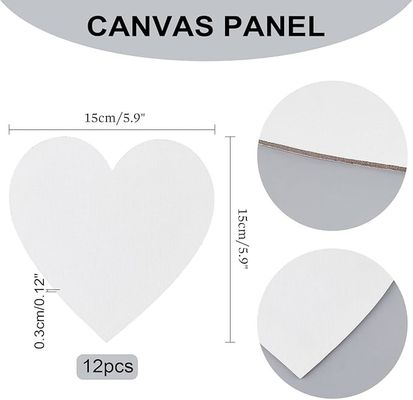 3mm Thickness Heart Shape Canvas Board Panels For Students And Professional Artists