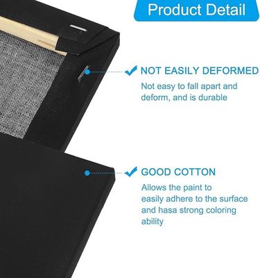 Black Stretched Canvas Board 100% Cotton Heavy Weight for Gesso Acrylic Oil Painting