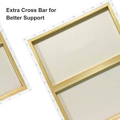  White Pre Stretched Canvas Board Fivefold Primed 100% Cotton Large Blank Canvas Boards