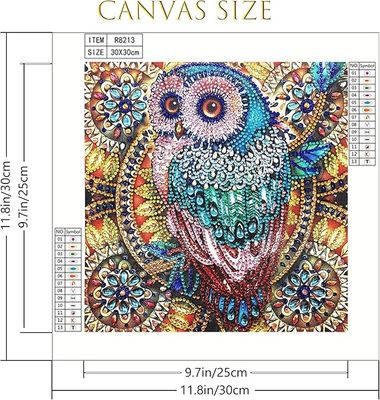 12x12inch Owl Diamond Art Painting Kits Rhinestone Crafts Painting Set For Adults