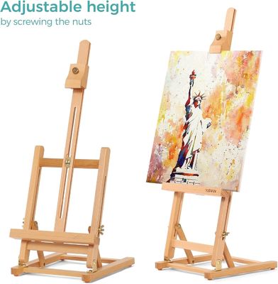 25"H Basic Tabletop Easel H Frame Sturdy Desktop Pine Wood Art Easel Adjustable