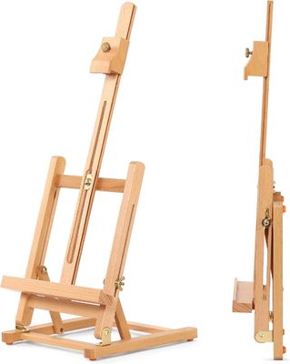 25"H Basic Tabletop Easel H Frame Sturdy Desktop Pine Wood Art Easel Adjustable
