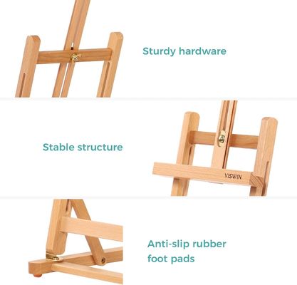 25"H Basic Tabletop Easel H Frame Sturdy Desktop Pine Wood Art Easel Adjustable