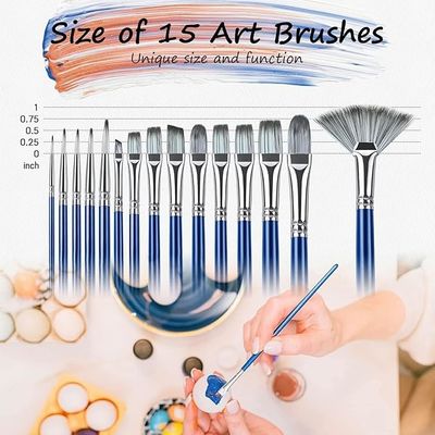 Artist Paint Brushes Kit With Nylon Hair And 15 Different Sizes For Acrylic Painting