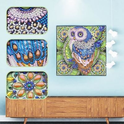 Crystal Rhinestone Diamond Painting Owl Painting Set Full Drill DIY 5D Diamond Painting Set For Adults