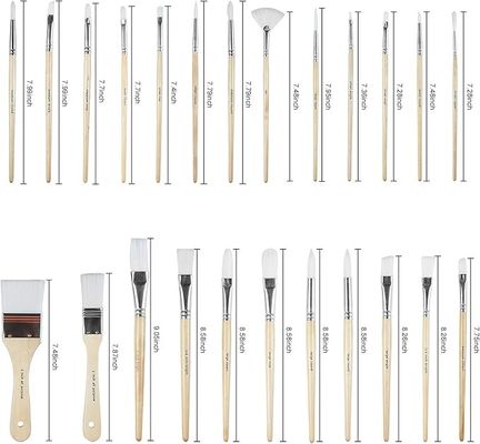 24 Pieces Art Brushes Set Wooden Handles Paint Brushes With Canvas Brush Case
