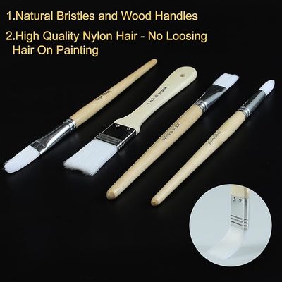 24 Pieces Art Brushes Set Wooden Handles Paint Brushes With Canvas Brush Case