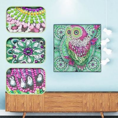Bulk Customize Size Crystal Rhinestone Owl Full Drill DIY 5D Diamond Painting Set For Adults Decor