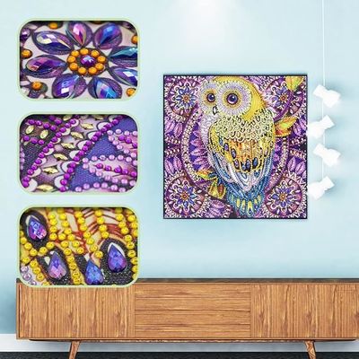 Owl 5D DIY Diamond Art Kits Full Drill Diamond Painting Set For Relaxation Gem Arts