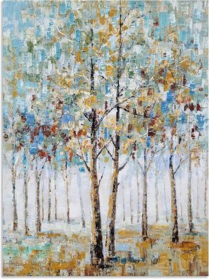 Tree Canvas Wall Art  Pre Printed Abstract Forest Painting For Modern Home Decoration