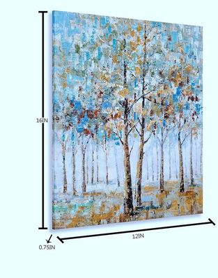 Tree Canvas Wall Art  Pre Printed Abstract Forest Painting For Modern Home Decoration