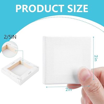 Mini Linen Cotton Stretched Canvas 2 X 2 Inch Art Primed Canvases Board For Painting Kids