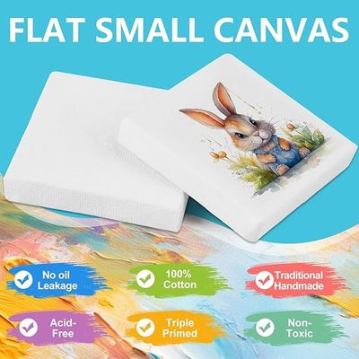 Mini Linen Cotton Stretched Canvas 2 X 2 Inch Art Primed Canvases Board For Painting Kids