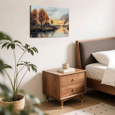 Sunset Wall Art Lakeside Landscape Printed Painting Canvas Painting Artwork For Living Room