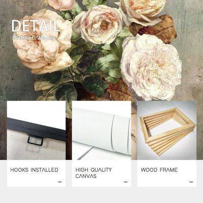 Vintage Peony Canvas Wall Art Floral Decor Painting for Rustic Home Decor