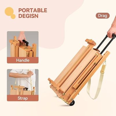Holds Canvas Wood Portable Adjustable Art Painting Easel French Style With Palette