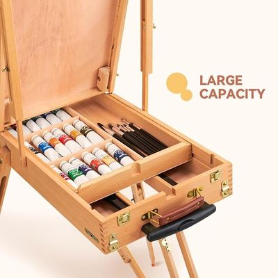 Holds Canvas Wood Portable Adjustable Art Painting Easel French Style With Palette