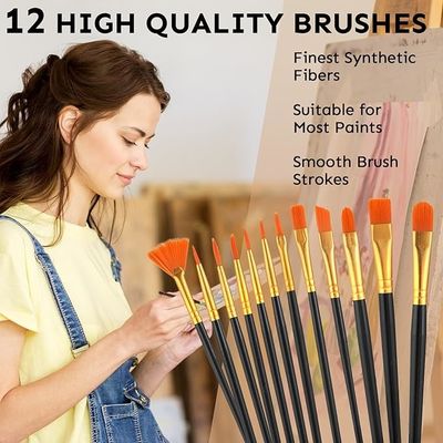 24 Colors 60ml Non Toxic Art Acrylic Paint Kit With 12 Brushes For Painting