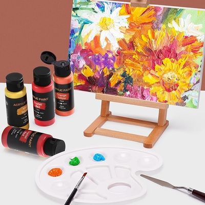 24 Colors 60ml Non Toxic Art Acrylic Paint Kit With 12 Brushes For Painting