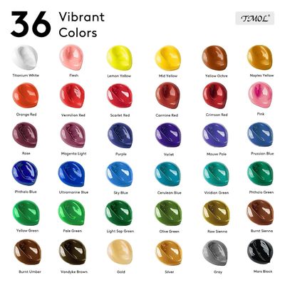 Customized 36 Colors Acrylic Paint Set With 12 Art Brushes For Painting