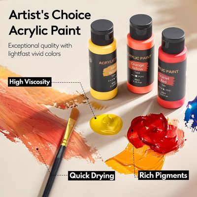 Customized 36 Colors Acrylic Paint Set With 12 Art Brushes For Painting