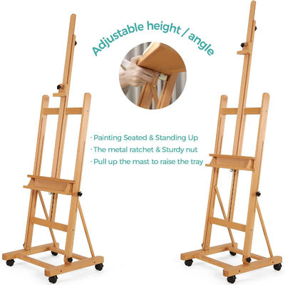 H Frame Floor Standing Wooden Easel large Artist Studio Floor Easel For Hold Canvas