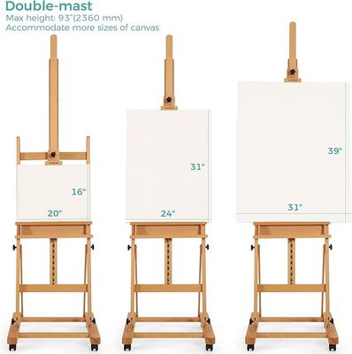 H Frame Floor Standing Wooden Easel large Artist Studio Floor Easel For Hold Canvas