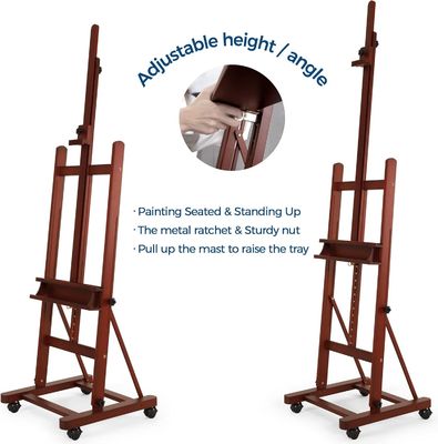 Large H Frame Wooden Display Easel Artist Studio Floor Easel For Canvas Holding