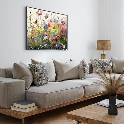 DIY Pre Drawn On Canvas Flower Drawing Colorful art canvas For Adults Beginner