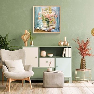 40x40cm Pre Printed Pre Drawn Canvas Board Floral Style For Painting