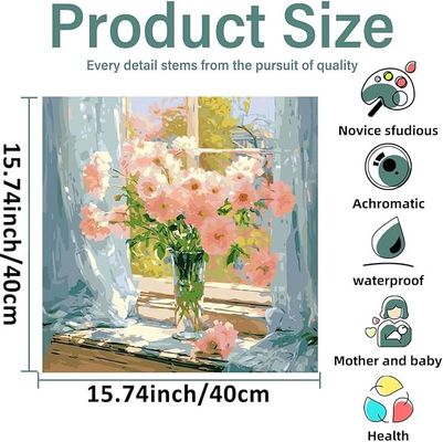 40x40cm Pre Printed Pre Drawn Canvas Board Floral Style For Painting