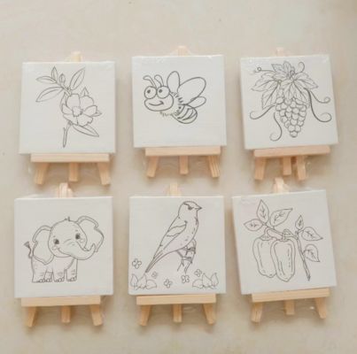 Pre Printed Canvas Painting Kits Stretched Coloring Painting Canvas Boards With Brushes For Handmade Creations