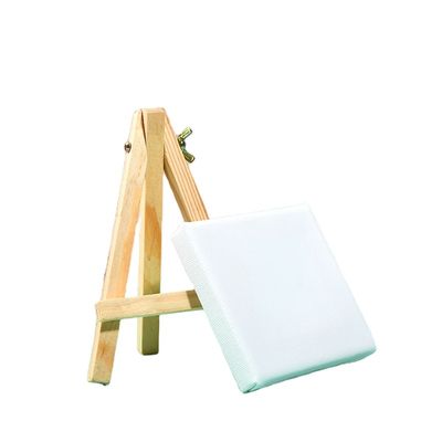 6*6 Mini Canvas with Pine Wood Frame Blank White Stretched Canvas Board for Kids Paintings Shrink Wrapped