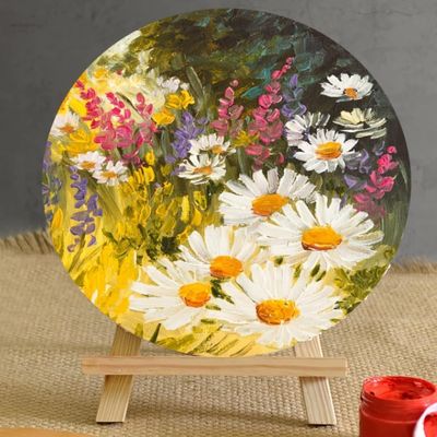Round Pre Stretched Blank Painting Canvas Boards for Gouache Crafts and Inkjet Printing