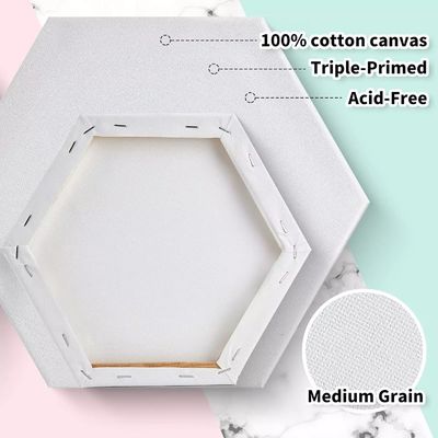 Hexagon Shaped Stretched Canvas Board with 280g Cotton and Triple Primed Gesso for Acrylic and Oil Painting