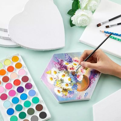 Hexagon Shaped Stretched Canvas Board with 280g Cotton and Triple Primed Gesso for Acrylic and Oil Painting