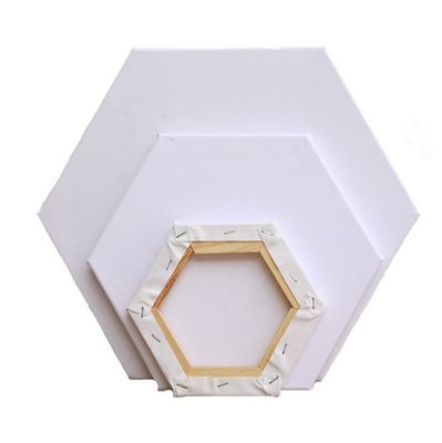 Hexagon Shape Stretched Canvas Board with 280g Cotton and Triple Primed Gesso for Acrylic Painting