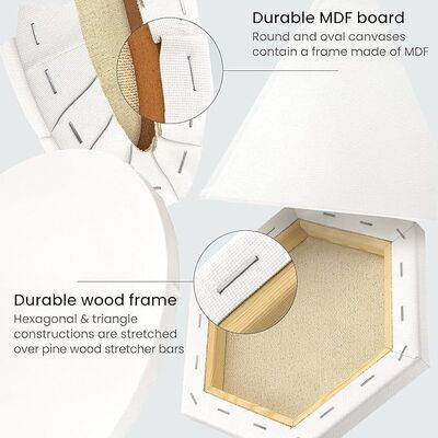 Hexagon Shaped Stretched Canvas Board for Acrylic and Oil Painting with 280g Cotton and Triple Primed Gesso