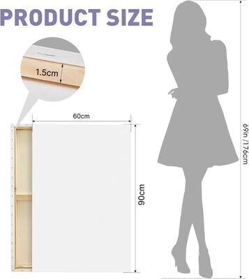 90x100cm Large Acid-Free Cotton Stretched Canvas Board Triple Primed Gesso for Painting