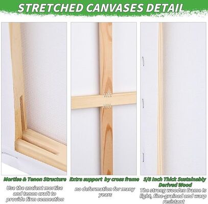 90x100cm Large Acid-Free Cotton Stretched Canvas Board Triple Primed Gesso for Painting