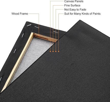 20x25cm Pre Stretched Fivefold Primed 100% Cotton Black Painting Canvas Board for Artists