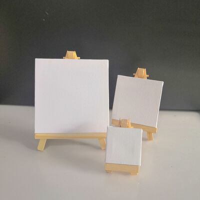 Wholesale 10x10cm Small Easels Set Mini Canvas Easel Stand Wooden Custom Size Easel and Canvas for Display