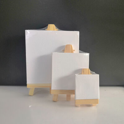 Wholesale 10x10cm Small Easels Set Mini Canvas Easel Stand Wooden Custom Size Easel and Canvas for Display